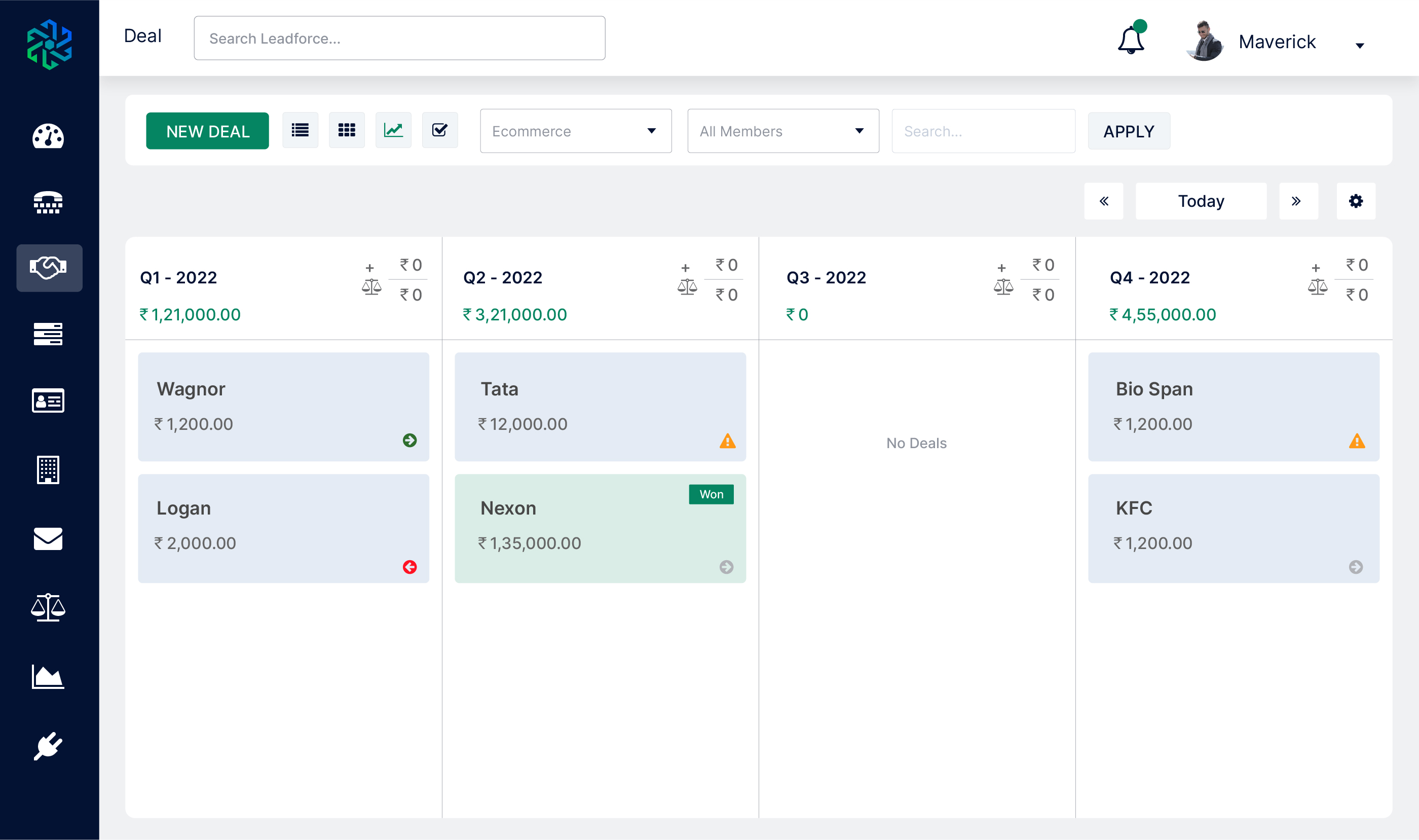 screenshot of Lead Force CRM